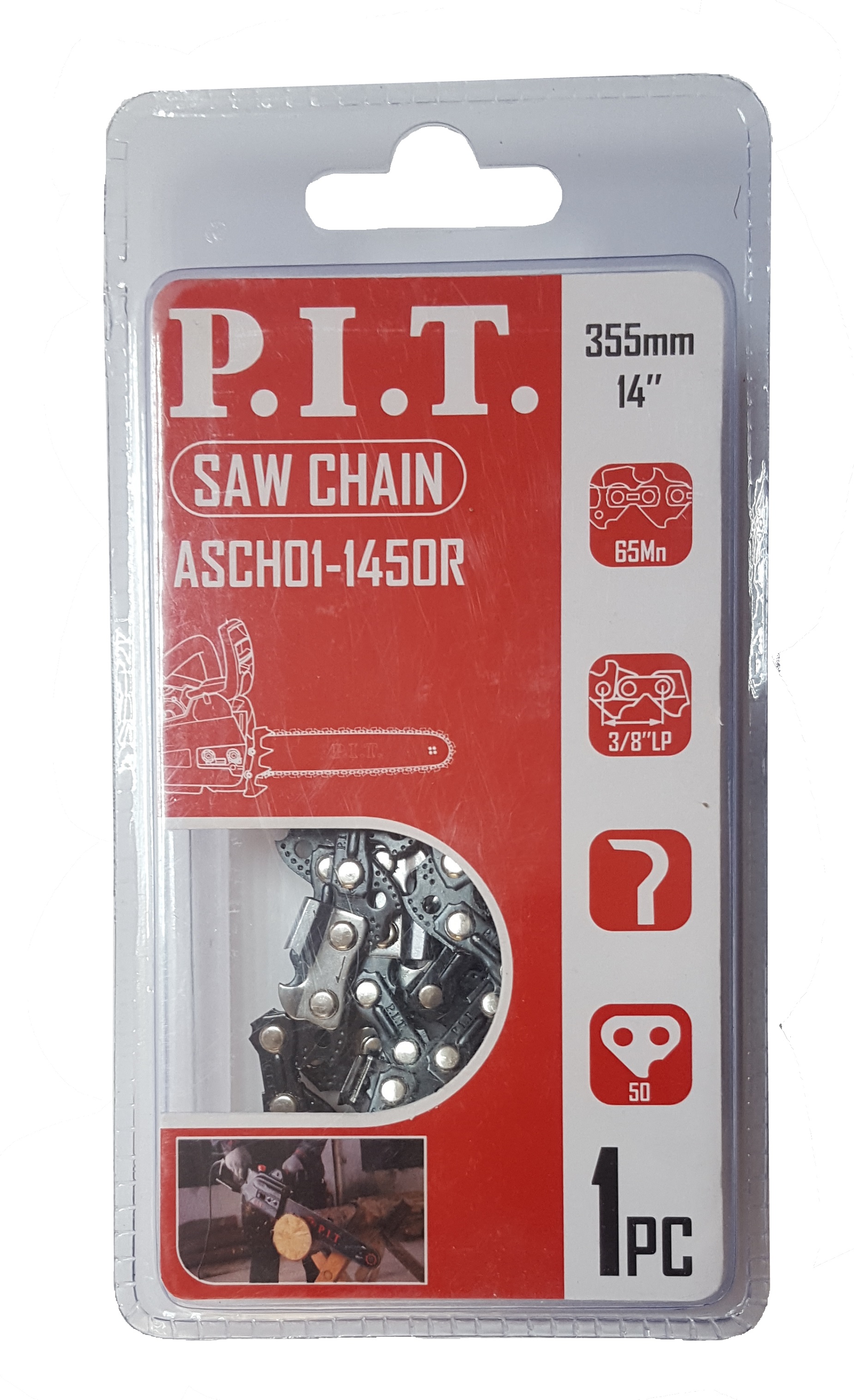 Цепь пильная P.I.T. 50 зв. 3/8", 1.3мм, 14" (ASCH01-1450R)